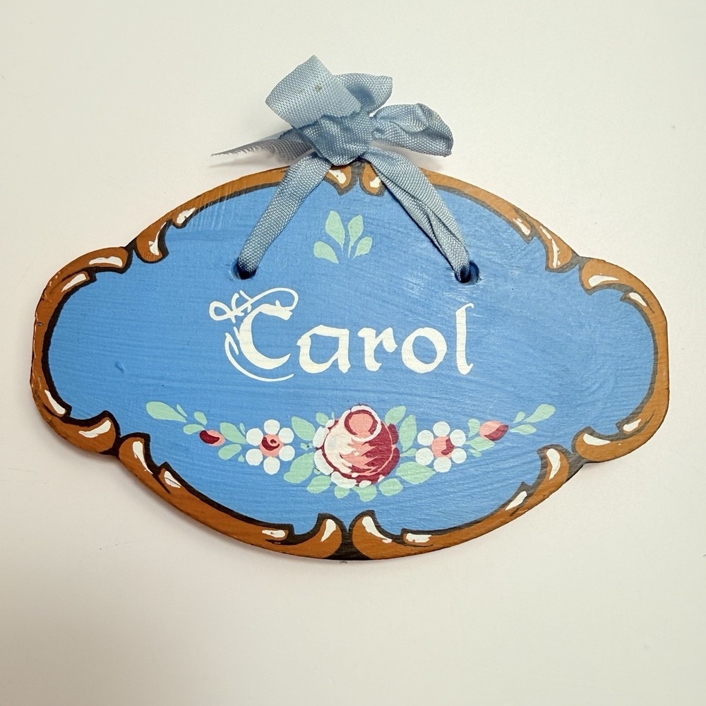 Vintage Carol Name Sign Plaque Hand Painted Wooden Wood Room Door Wall Hanging